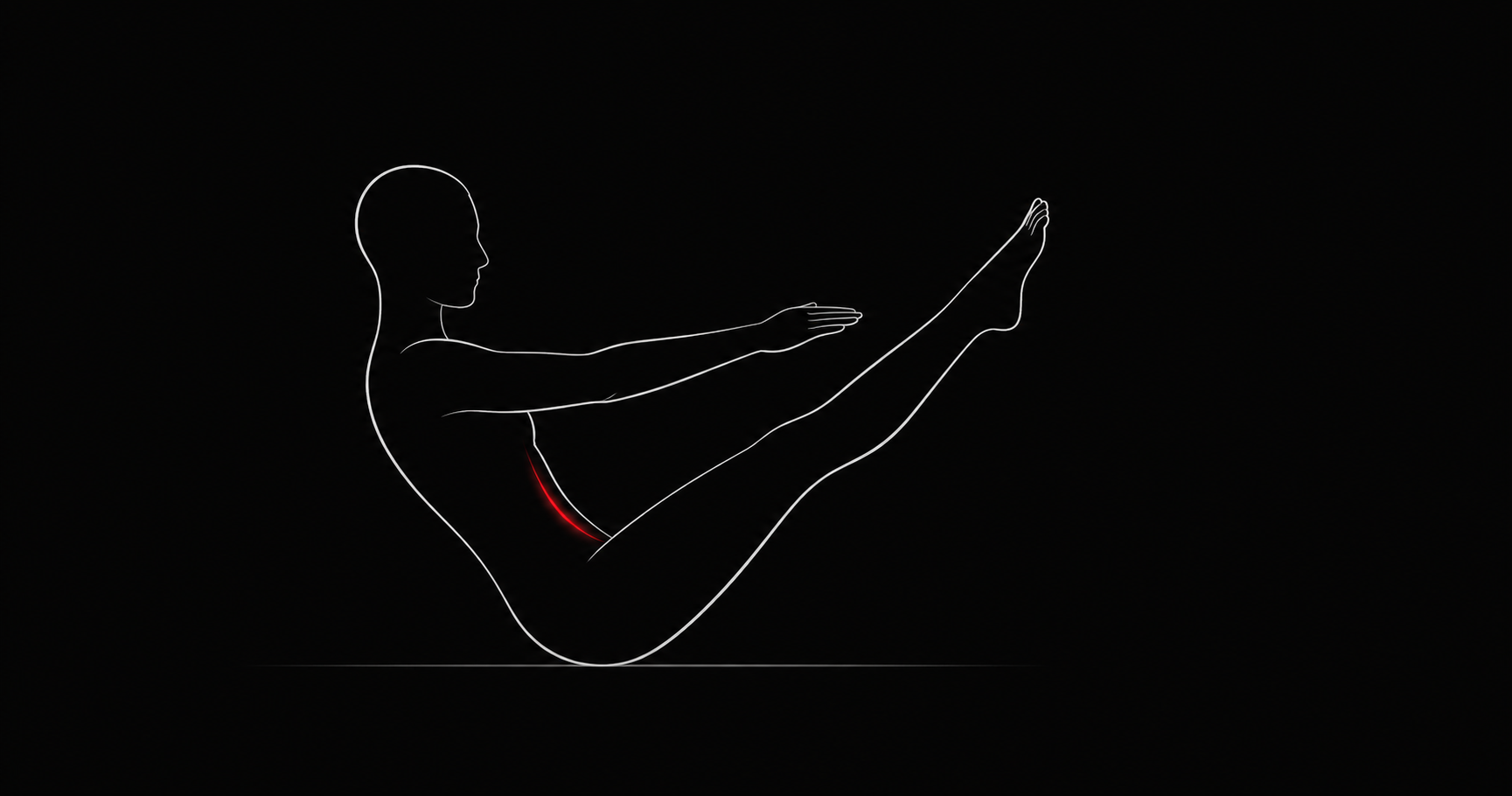V字腹筋でお腹を割る人物のシルエット