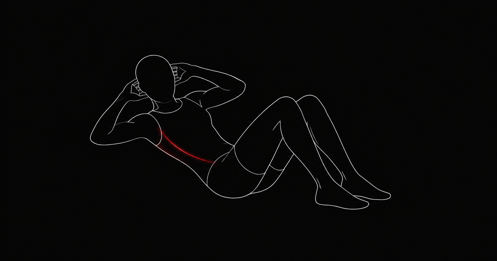 ツイスト腹筋でウエストを絞る人物のシルエット