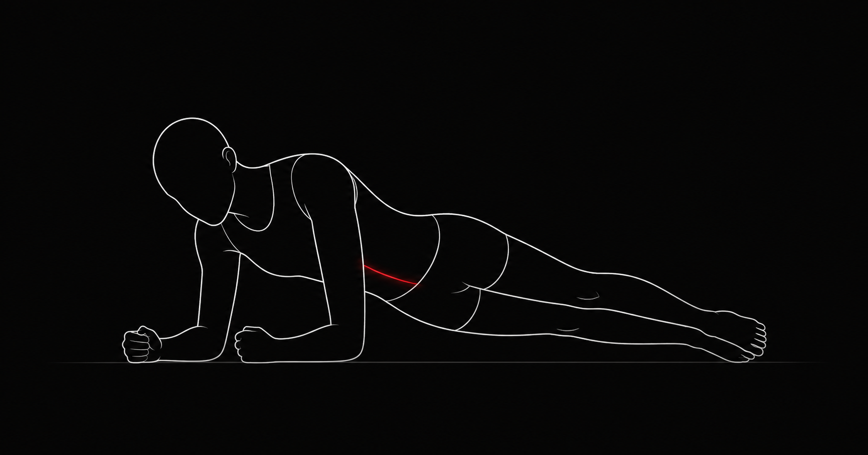 ツイストプランクでウエストを絞る人物のシルエット