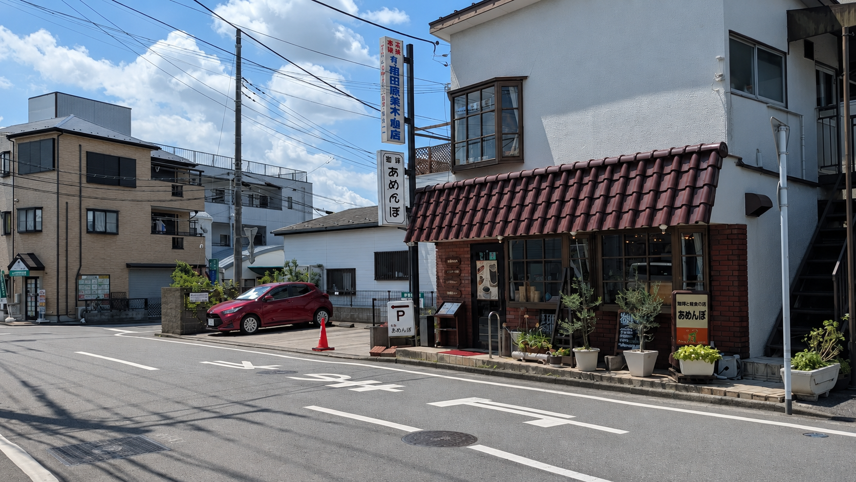 珈琲あめんぼのある道に入る